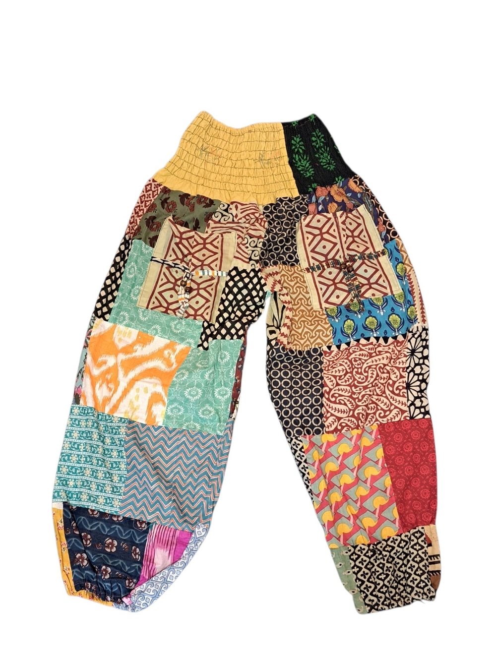 Jessica Taylor Women’s Patchwork Harem Pants Boho Cotton One Size Multicolor